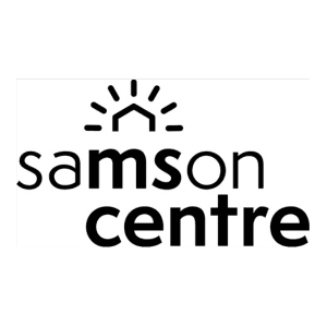 Samson Centre logo: a house-shaped sunburst mark above the words samson centre, with MS in bold