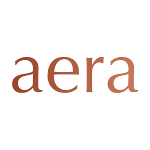Aera logo: the word aera in lowercase copper-toned lettering